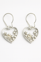 Handmade Heart Earrings with Stars and Pearls
