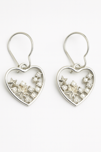 Handmade Heart Earrings with Stars and Pearls