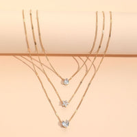 Zircon Necklace Multi-layer Five-pointed Star Love Water Drop Pendant