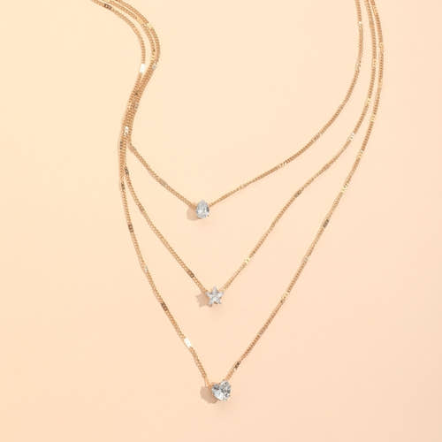 Zircon Necklace Multi-layer Five-pointed Star Love Water Drop Pendant