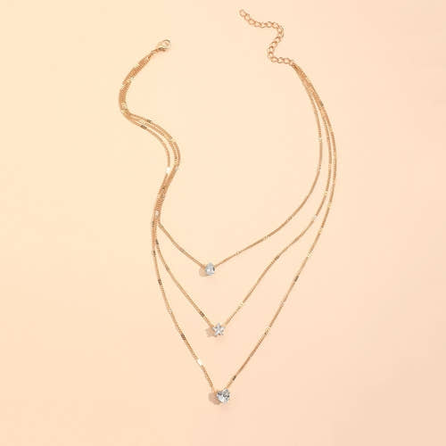 Zircon Necklace Multi-layer Five-pointed Star Love Water Drop Pendant